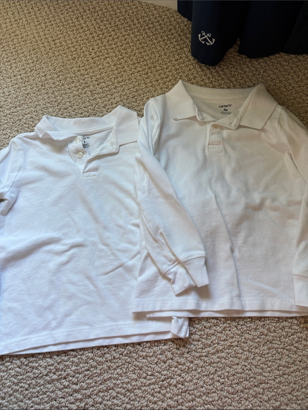 Set of Two White Long-Sleeve Polo Tops - 4T, Perfect for Twins!